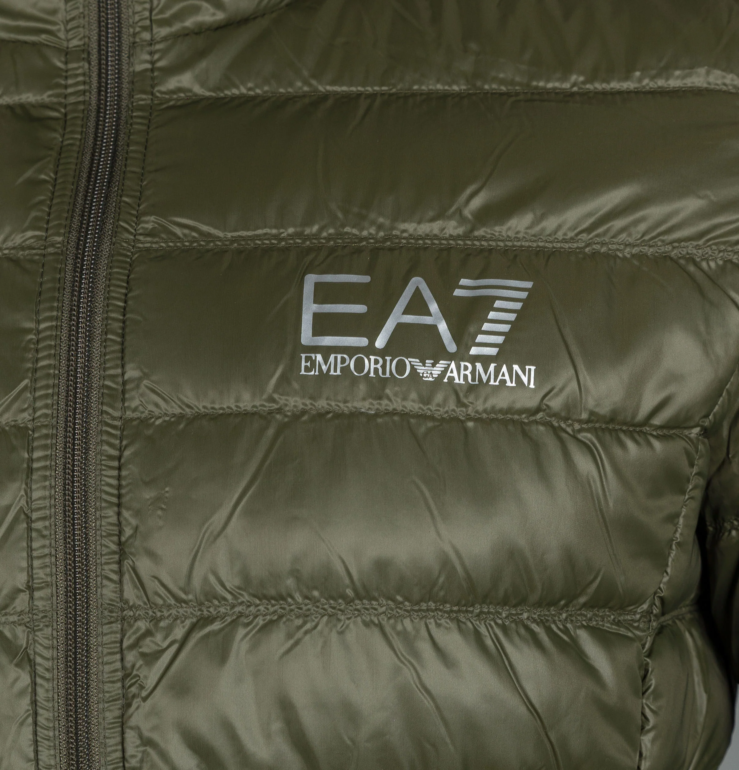 EA7 Quilted Down Hooded Jacket Forest Night - Image 4