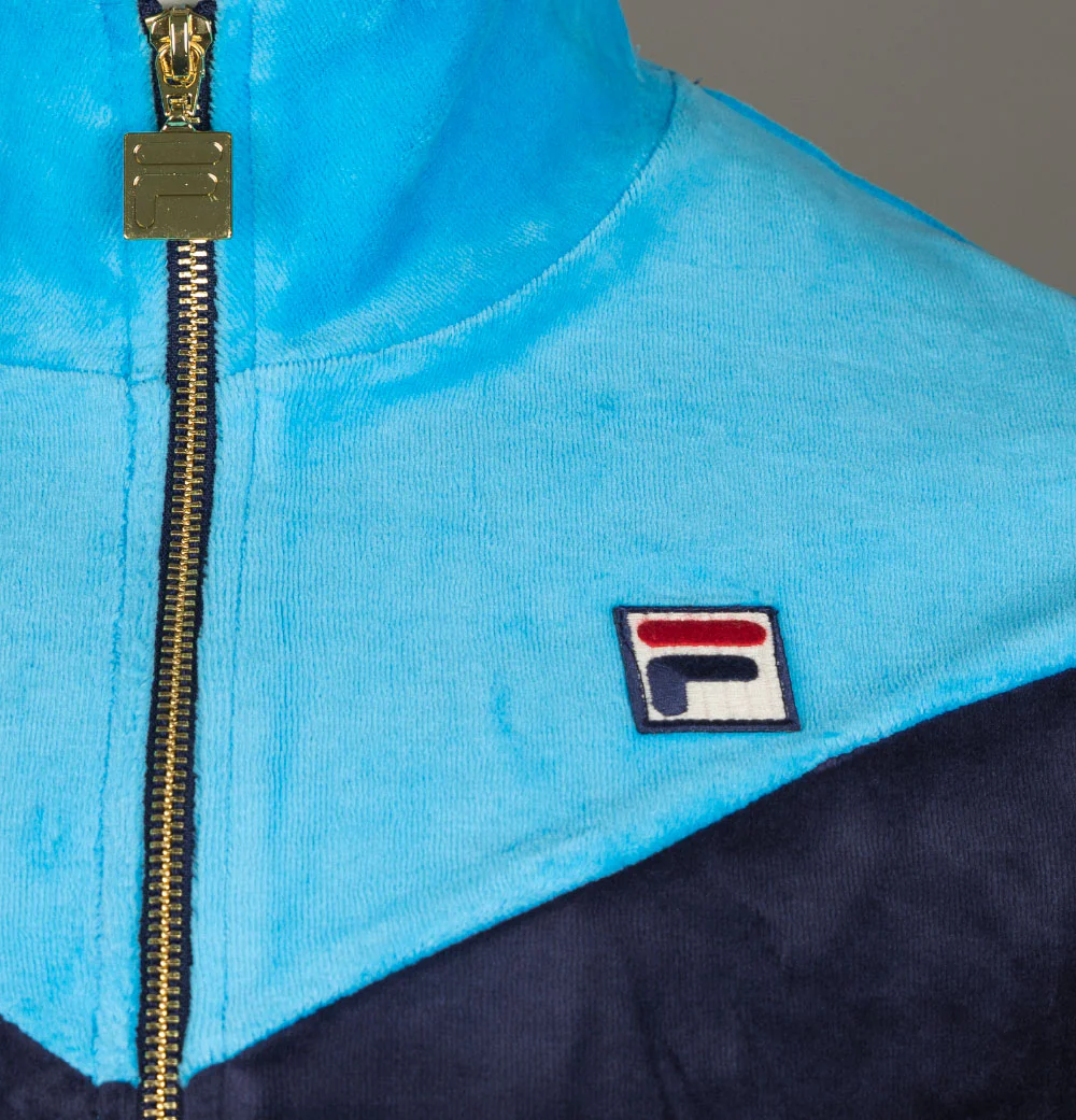 Fila Vintage Gus Chevron Velour Track Jacket Navy - Image 4