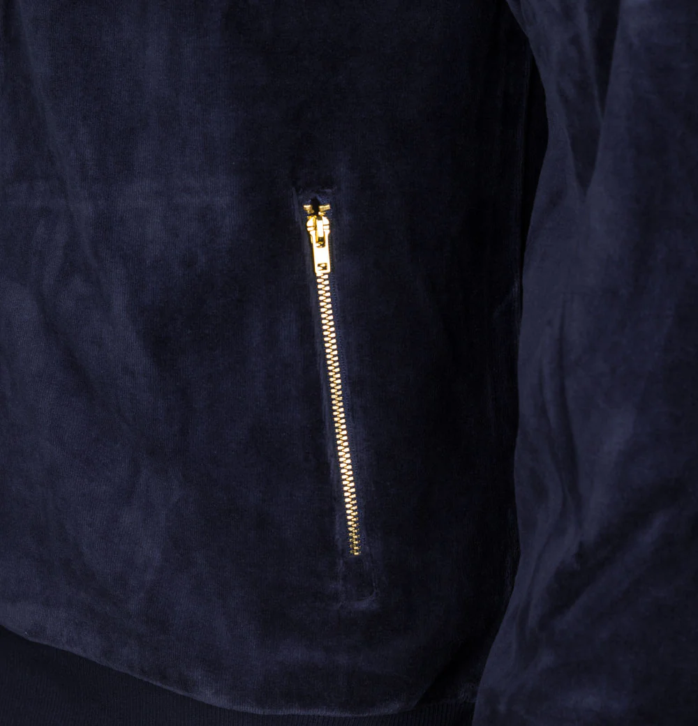 Fila Vintage Gus Chevron Velour Track Jacket Navy - Image 5