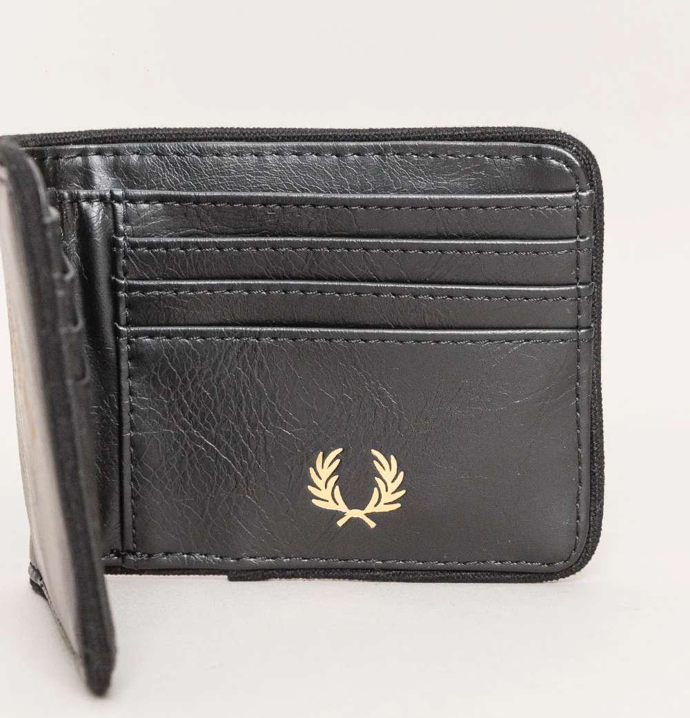 Fred Perry Arch Branded Billfold Wallet Black/Gold - Image 3