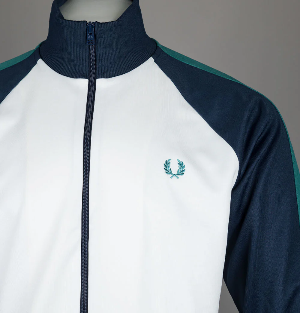 Fred Perry Contrast Sleeve Track Jacket Snow White - Image 3