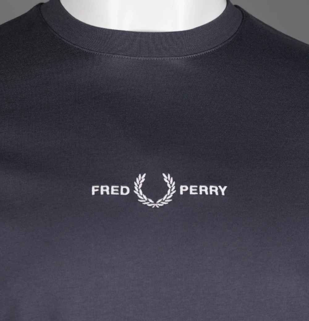 Fred Perry Embroidered T-Shirt Dark Graphite - Image 3
