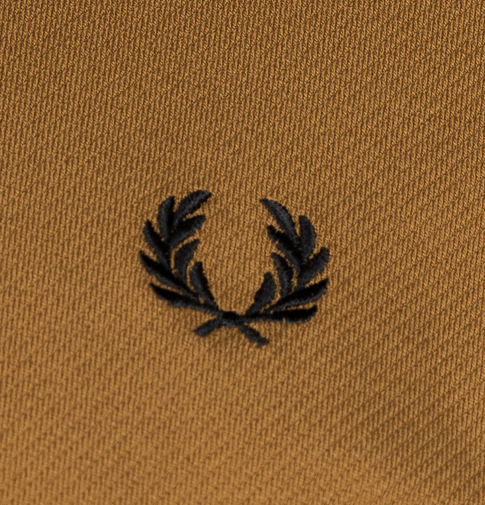 Fred Perry Half Zip Taped Track Jacket Dark Caramel - Image 4