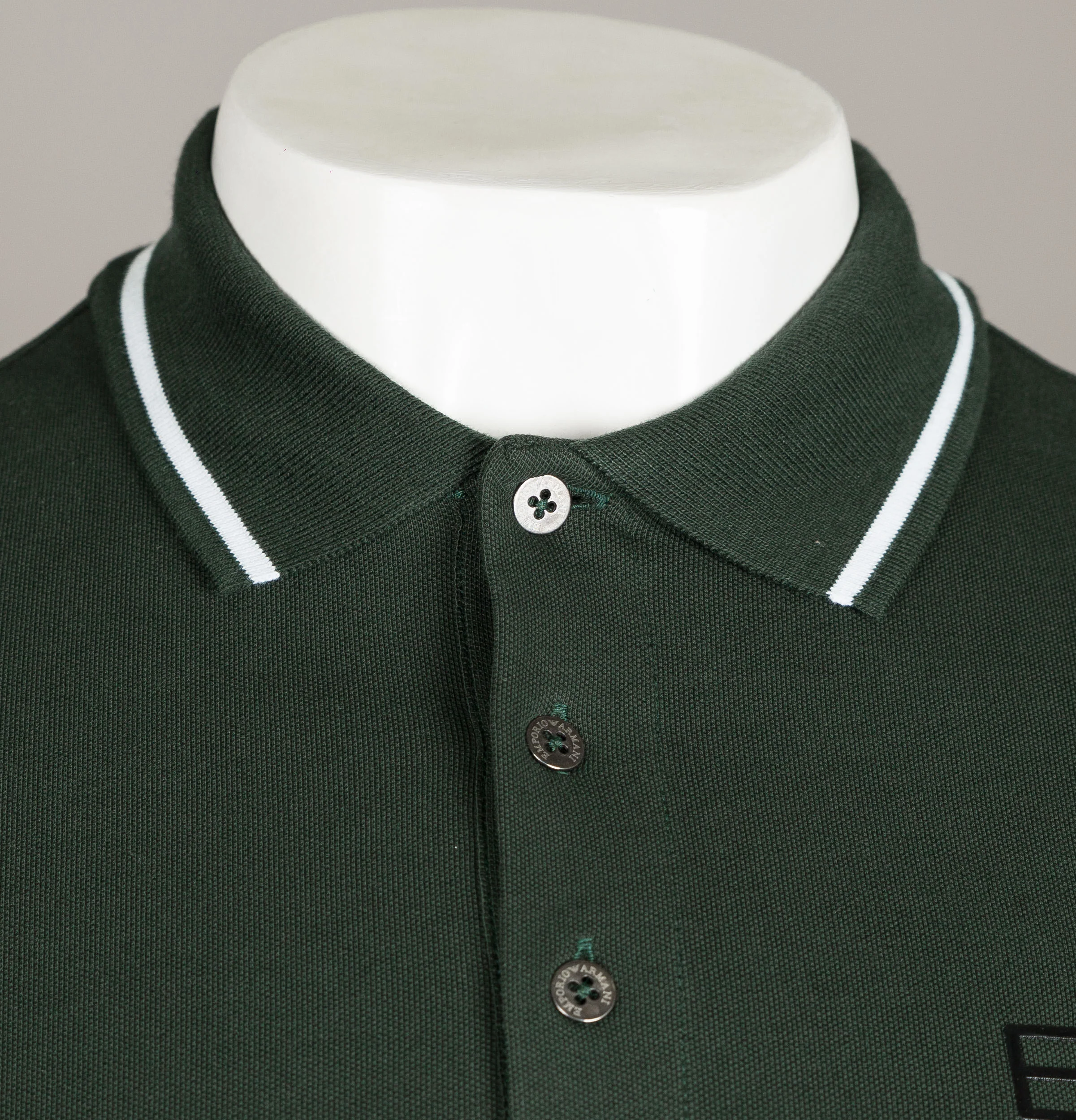 EA7 L/S Tipped Collar Polo Shirt Dark Green - Image 3