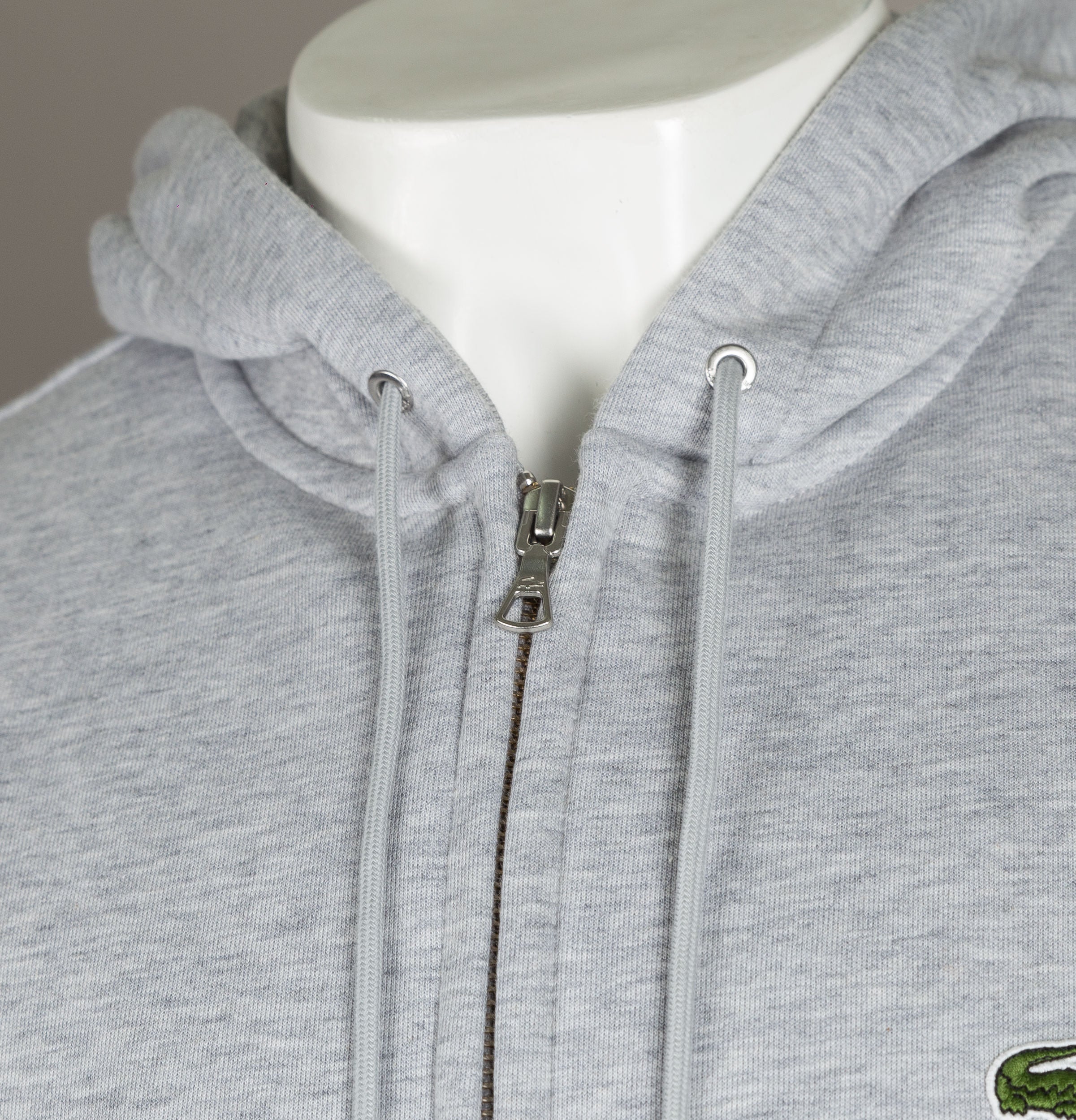 Lacoste Zip Up Hooded Sweatshirt Light Grey - Image 3