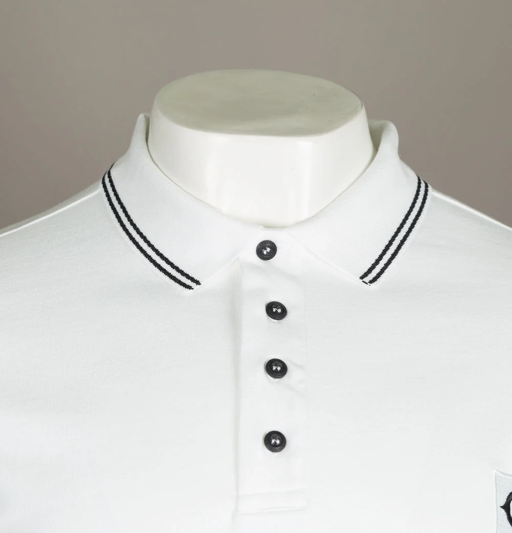Ma.Strum L/S Jersey Polo Shirt Optic White - Image 3