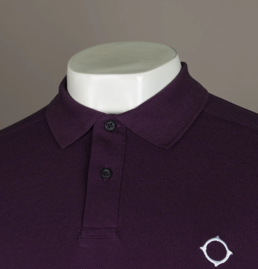 Ma.Strum SS Pique Polo Shirt Aubergine - Image 3