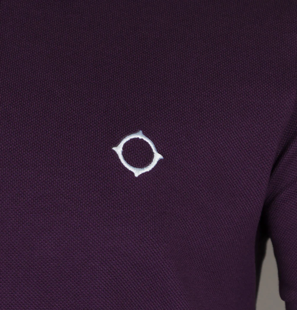 Ma.Strum SS Pique Polo Shirt Aubergine - Image 4