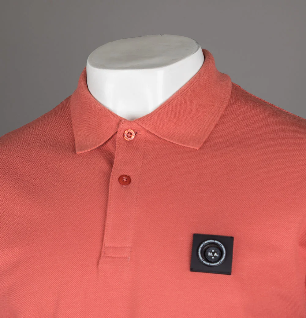 Marshall Artist L/S Siren Polo Shirt Rust - Image 3