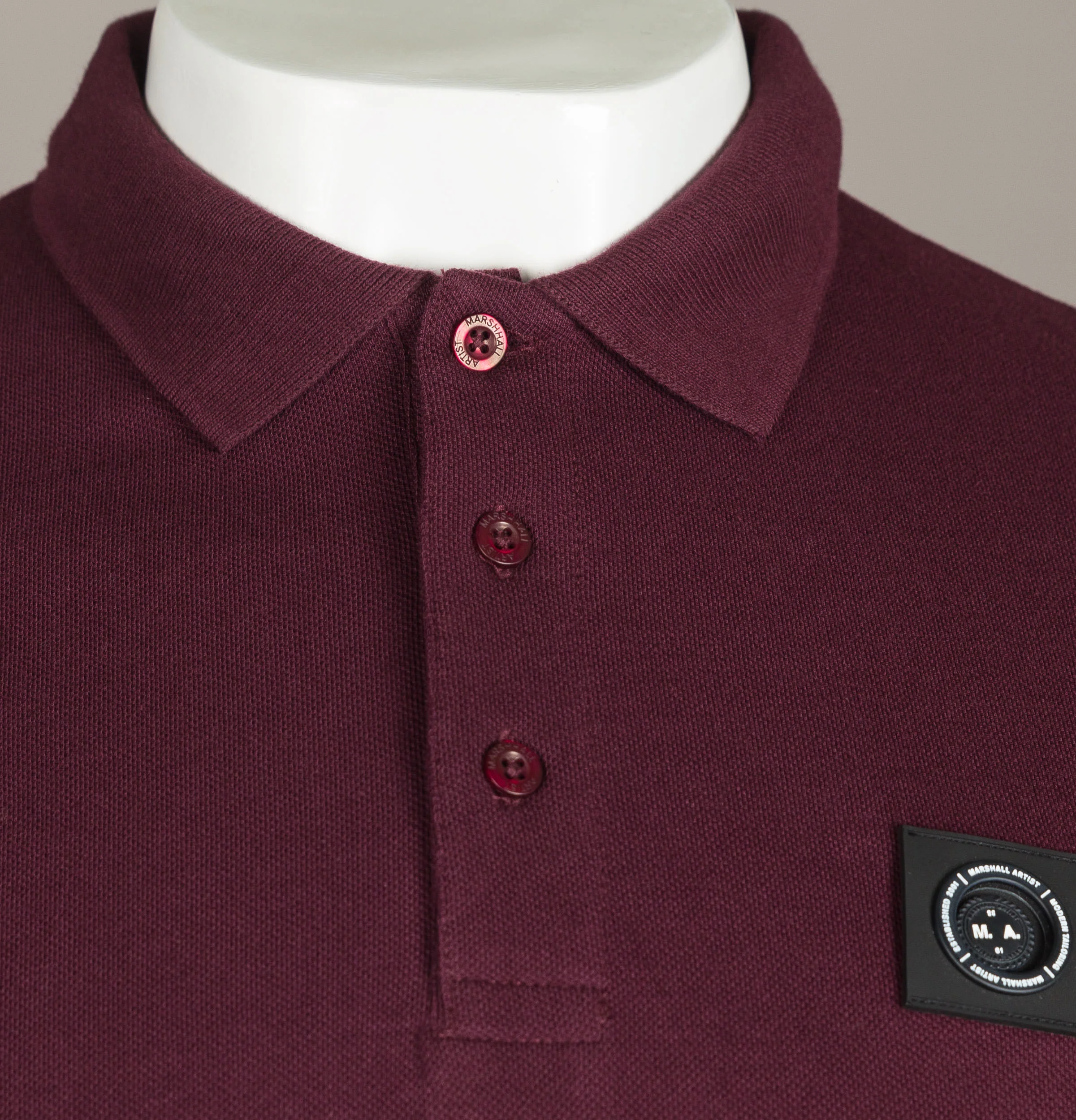 Marshall Artist Siren L/S Polo Shirt Burgundy - Image 3