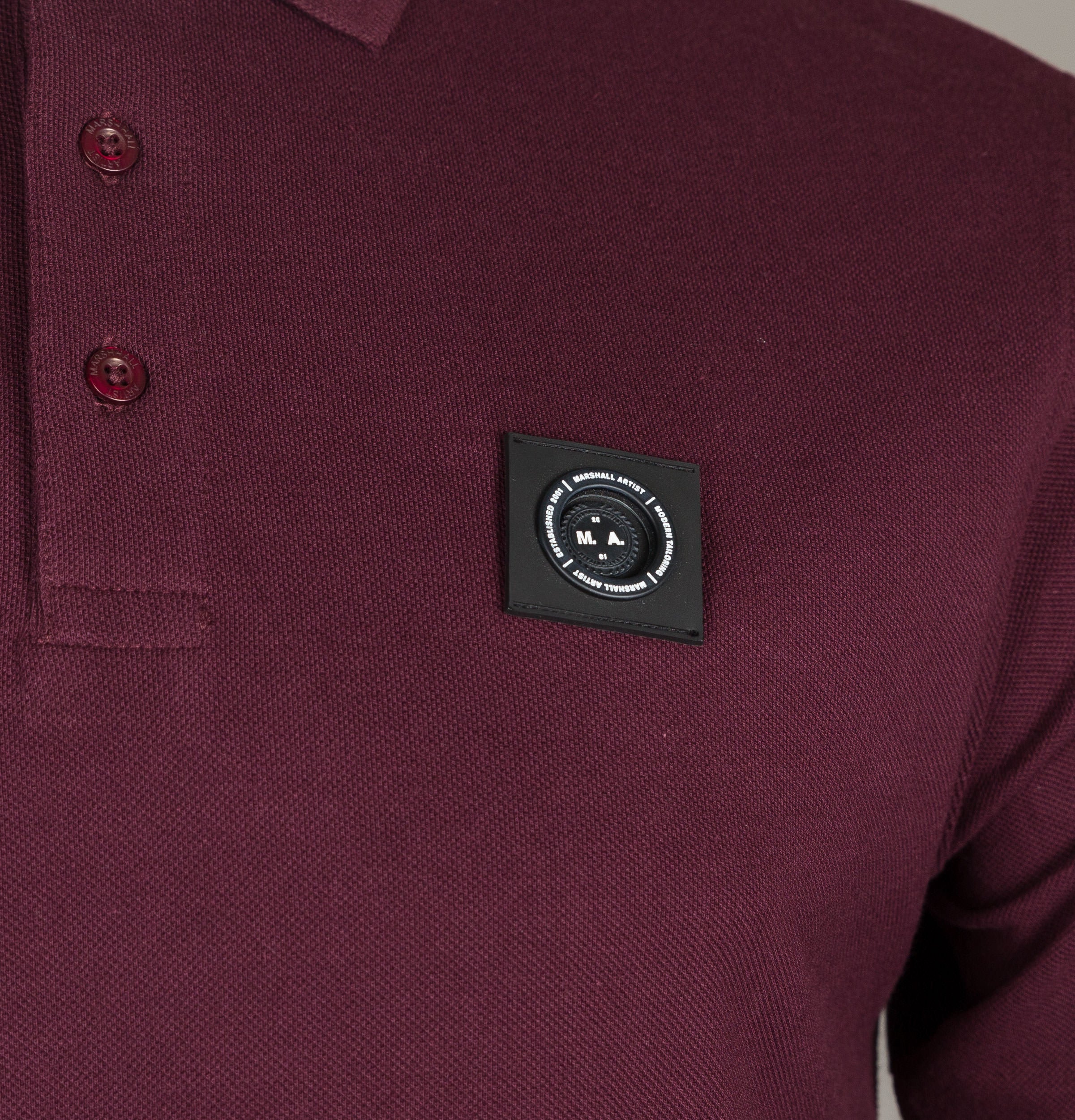 Marshall Artist Siren L/S Polo Shirt Burgundy - Image 4