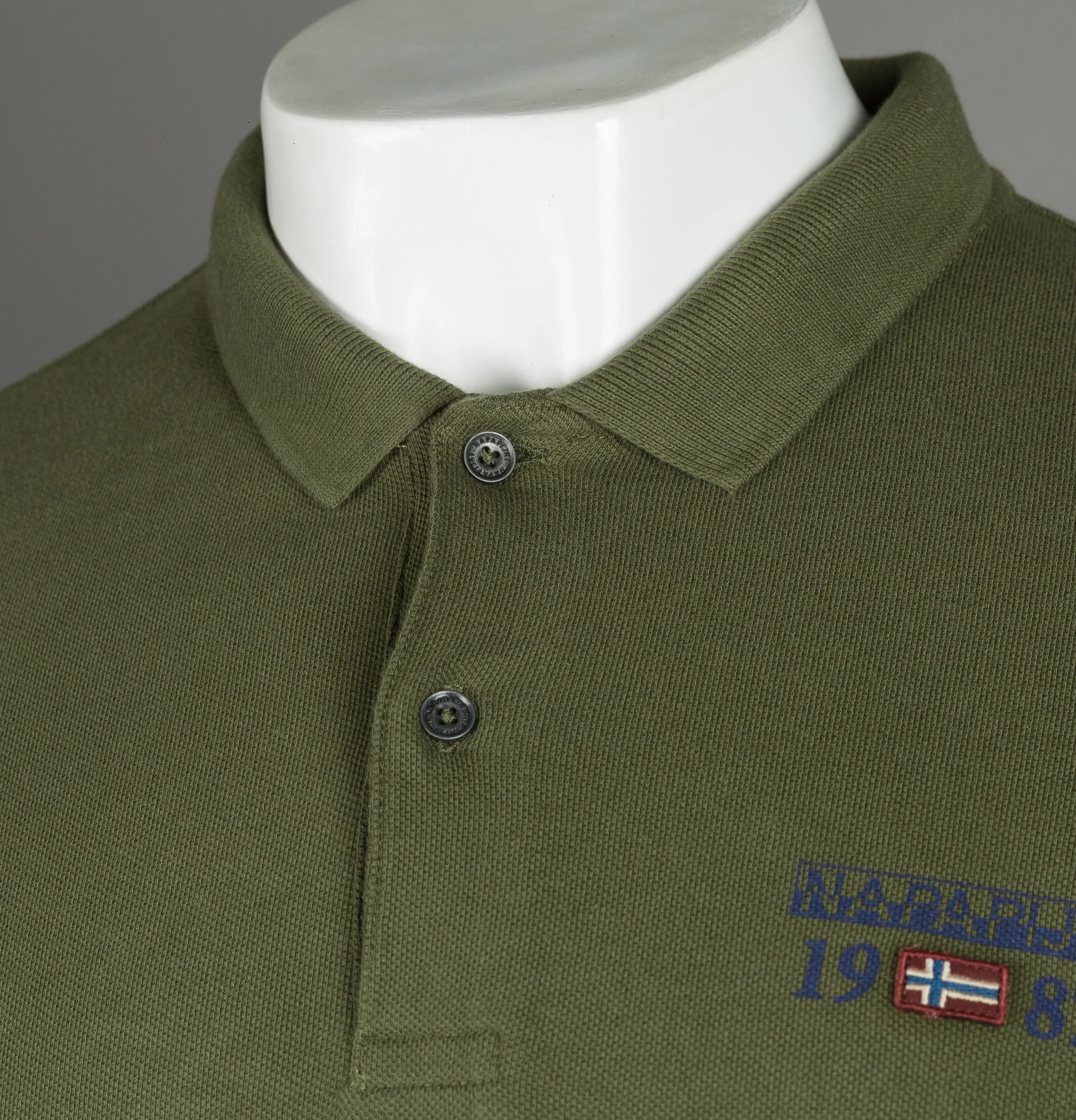 Napapijri Erthow Long Sleeve Polo Shirt Green Musk - Image 3
