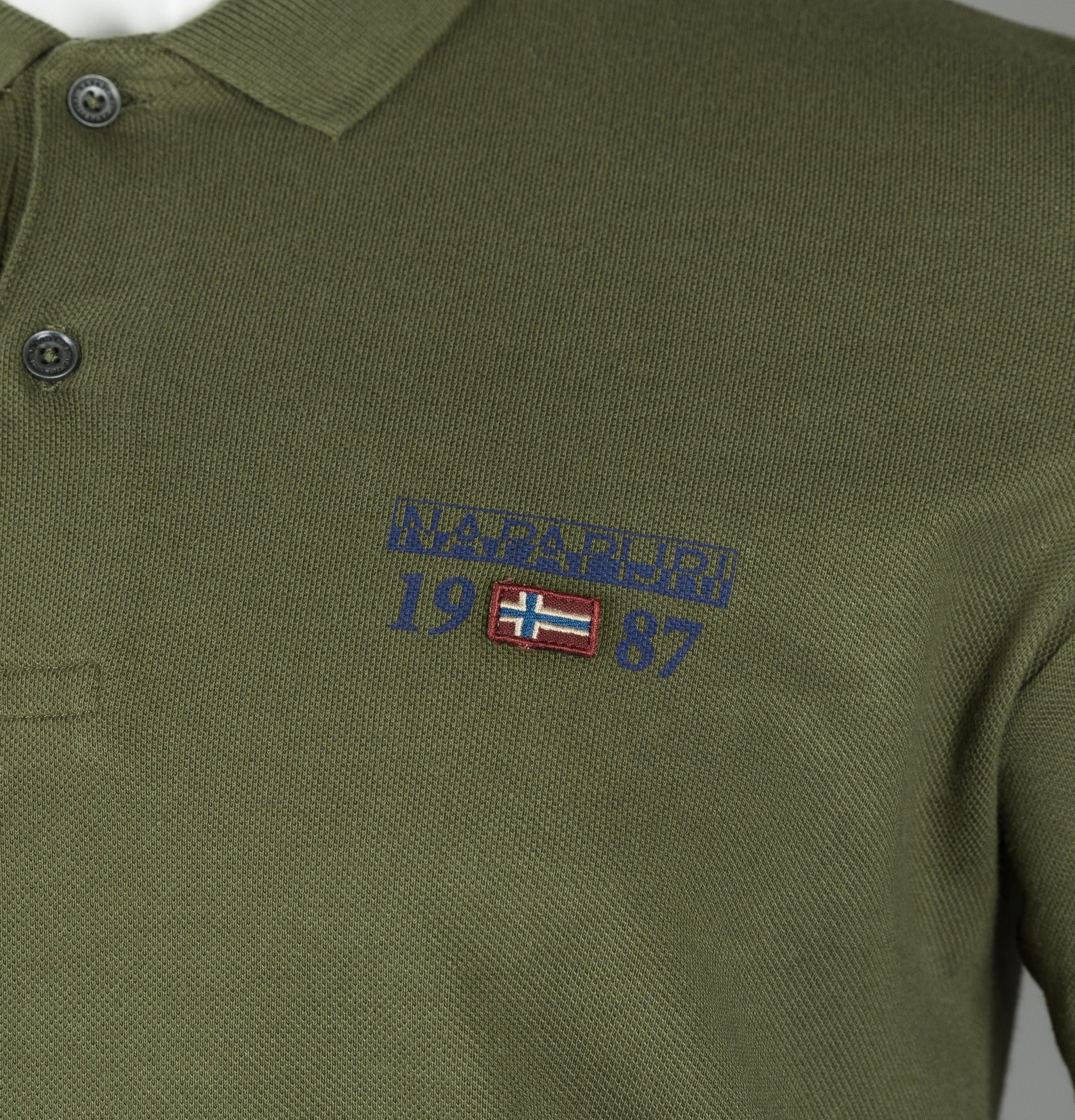 Napapijri Erthow Long Sleeve Polo Shirt Green Musk - Image 4