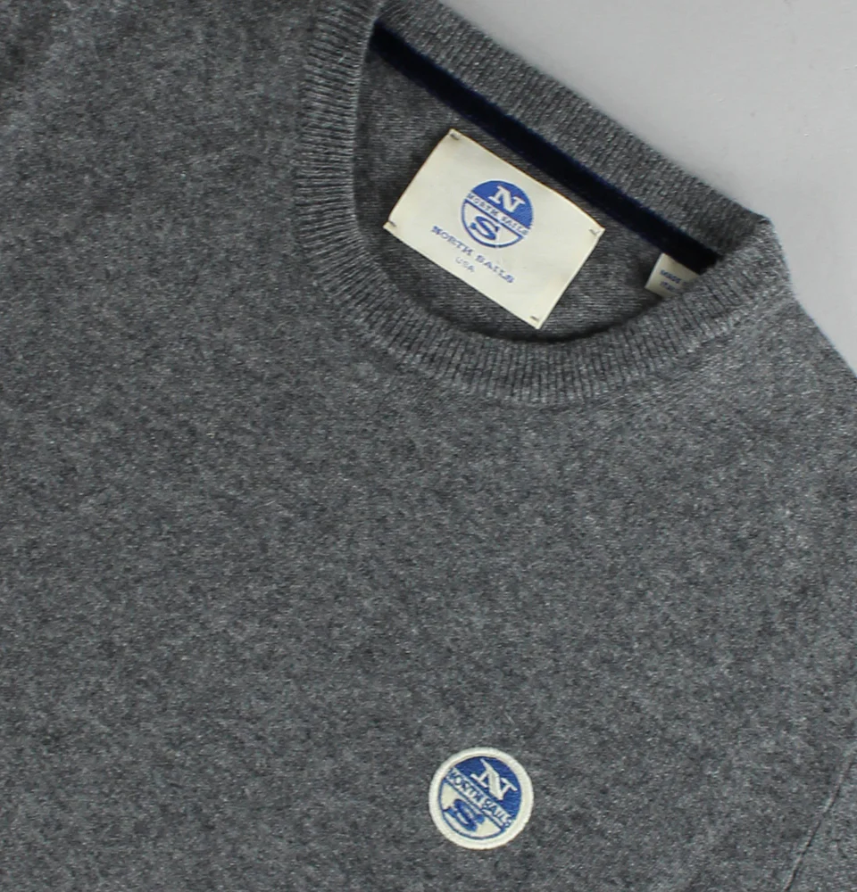 North Sails Grant Crew Knit Sweater Light Grey - Image 3