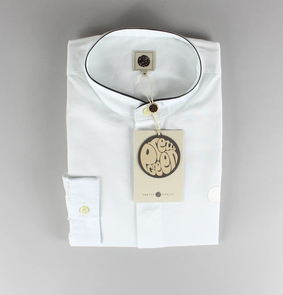 Pretty Green Ellis Collarless Shirt White - Image 3