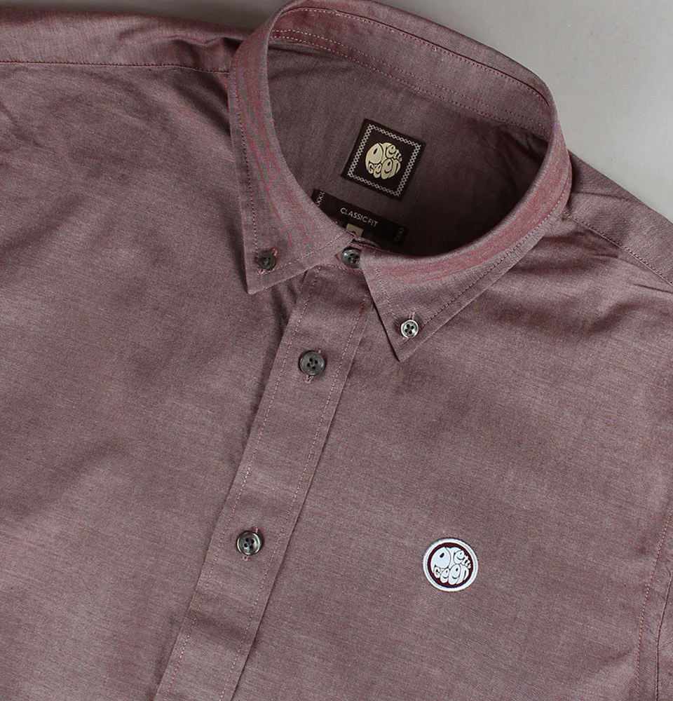 Pretty Green Oldbury Oxford Shirt Burgundy - Image 4
