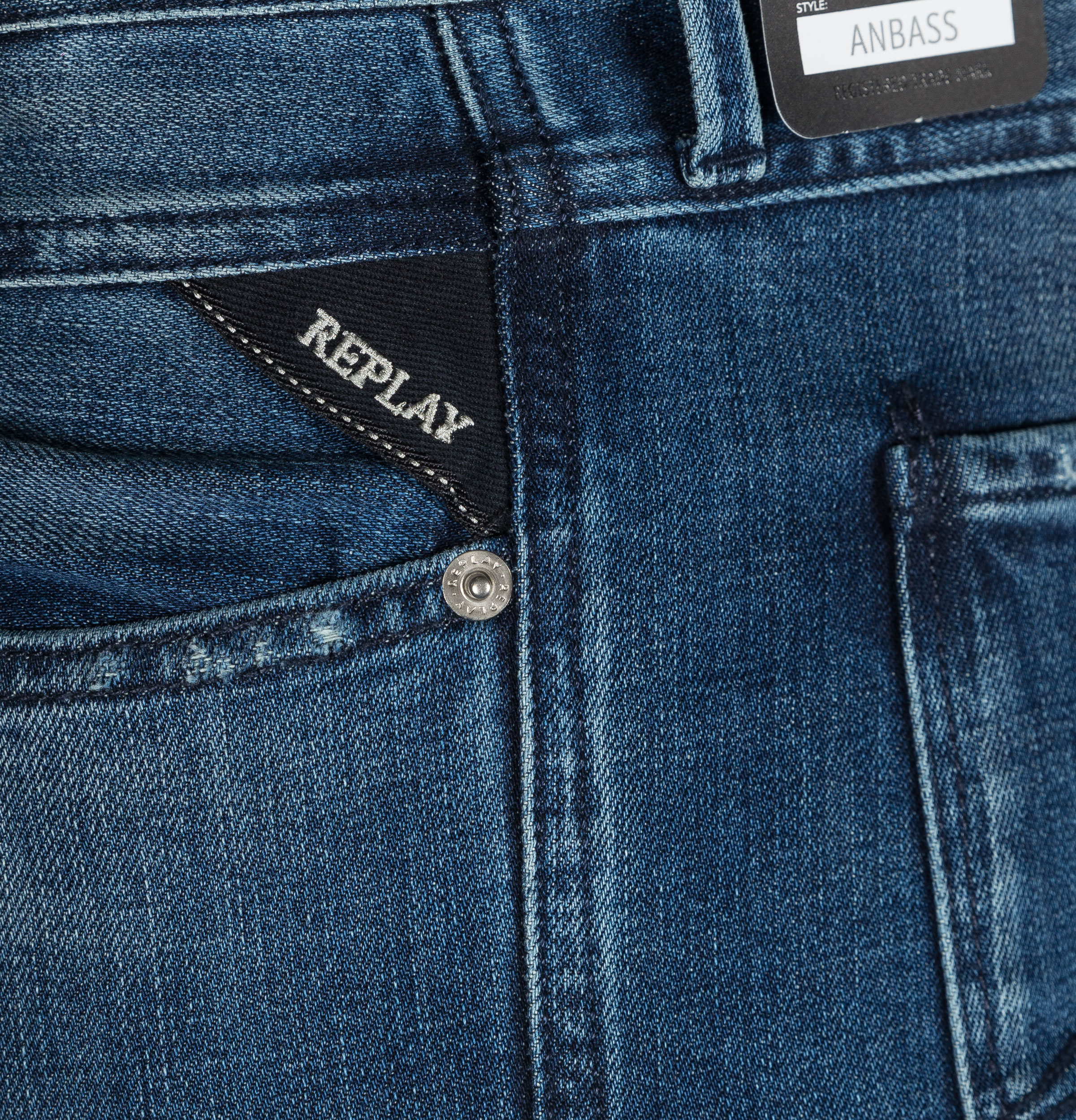 Replay Anbass Slim Fit Easy Stretch Jeans Mid Blue - Image 5