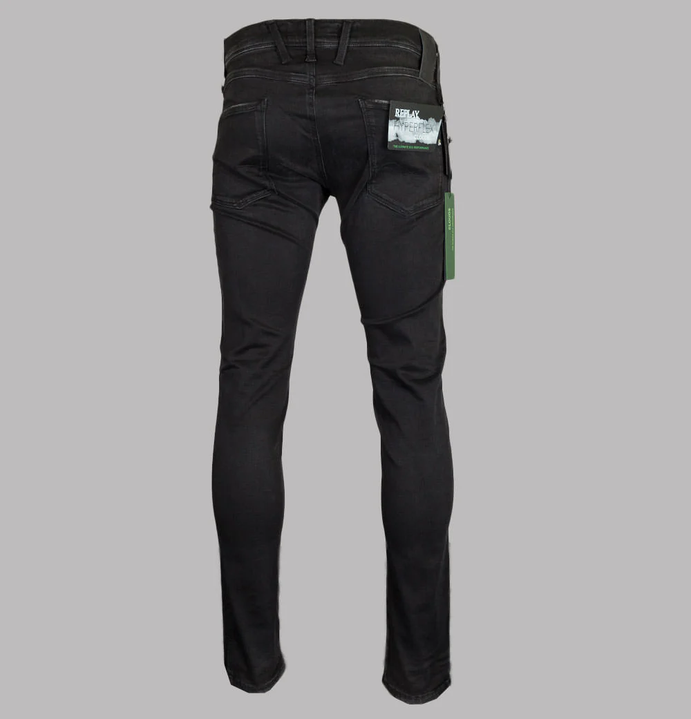 Replay Anbass Slim Fit Hyperflex Clouds Jeans Black - Image 3