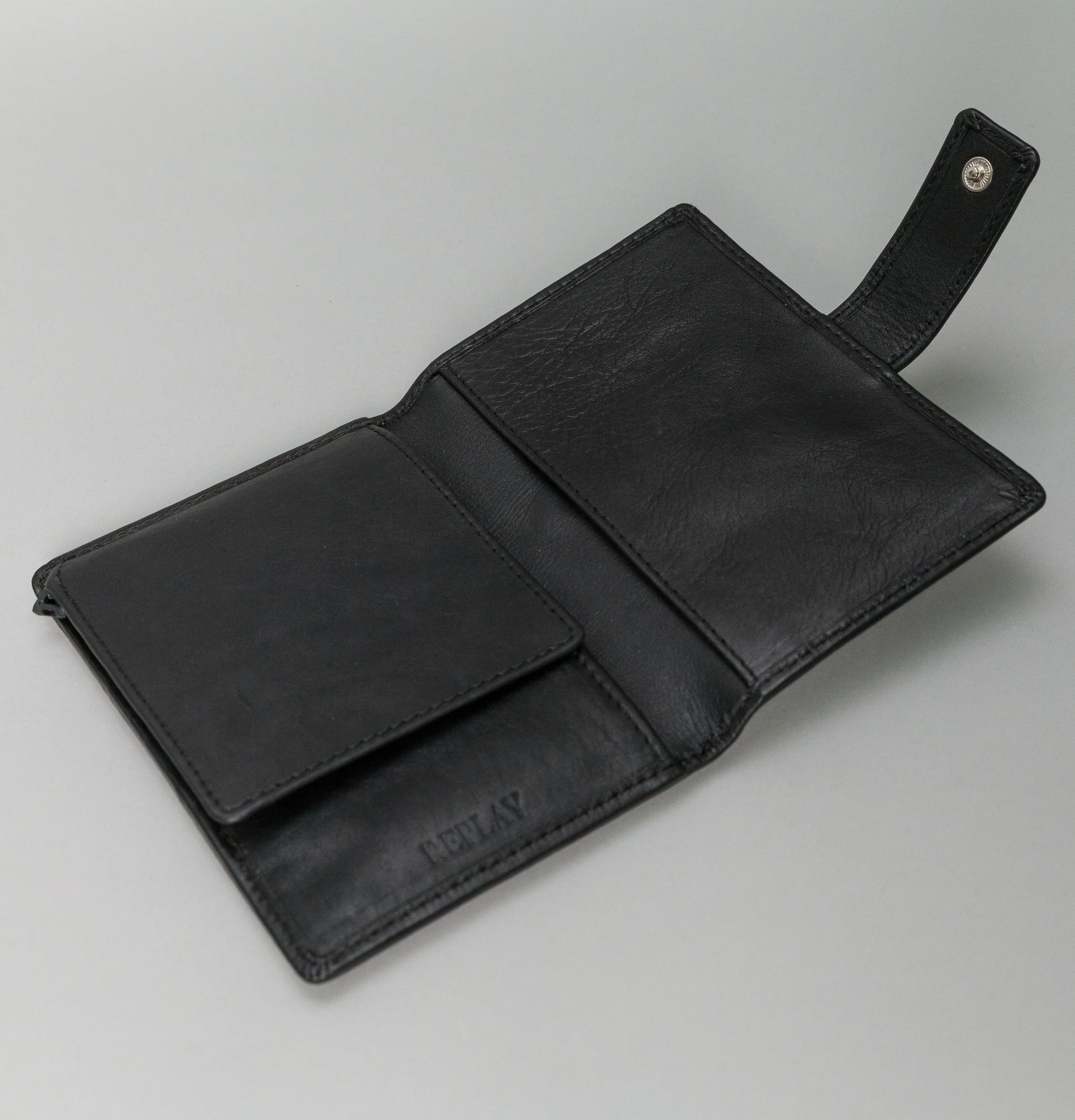 Replay Large Leather Wallet Black - Image 4