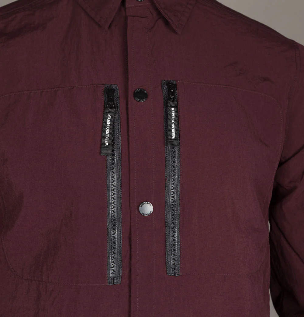Weekend Offender Nicky Eyes Overshirt Burgundy - Image 4